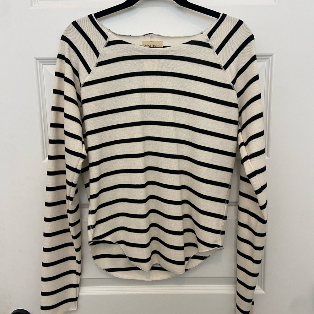Evereve Black and White Striped Blouse